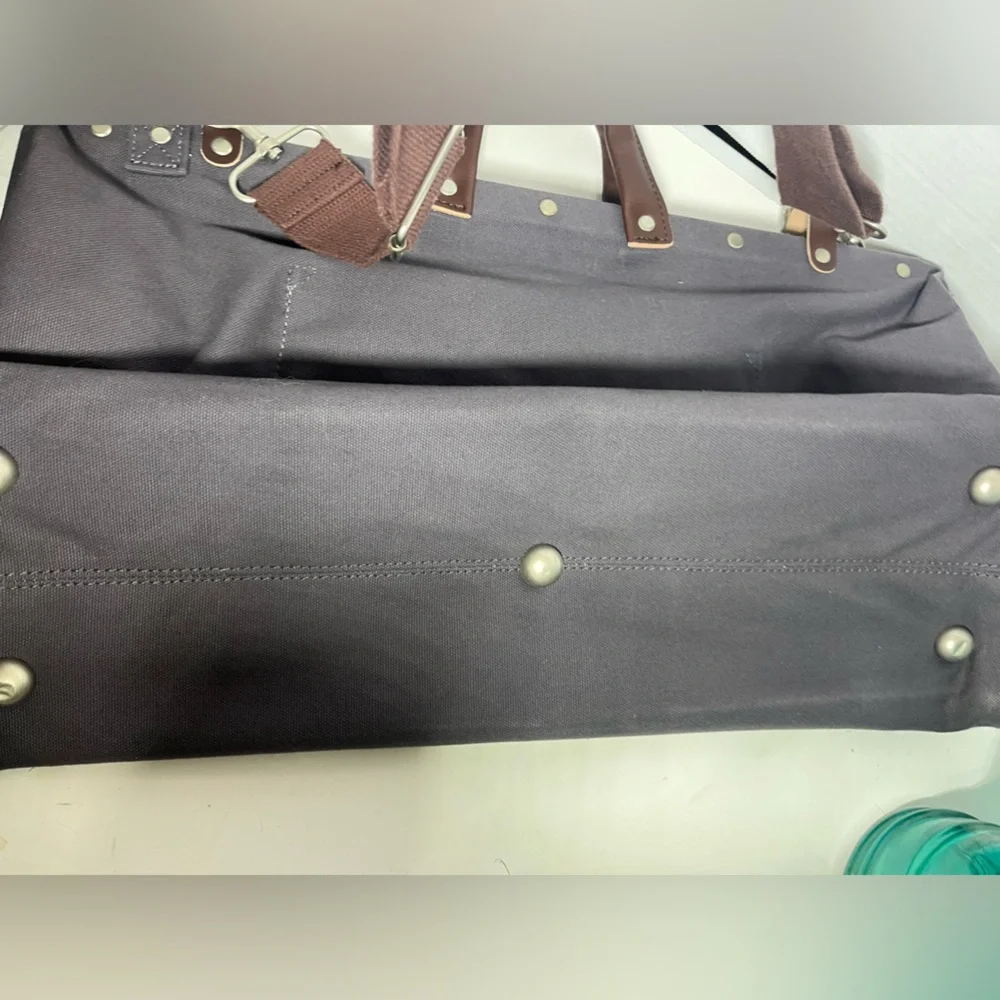 Men's Dark Brown Canvas Briefcase with Adjustable Strap
